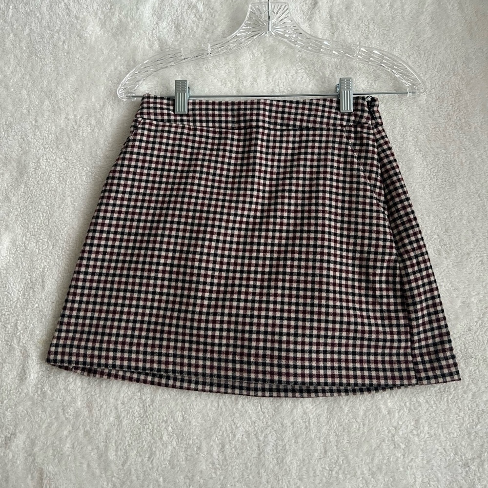 Abercrombie & Fitch Women’s Menswear Skort Burgundy Check